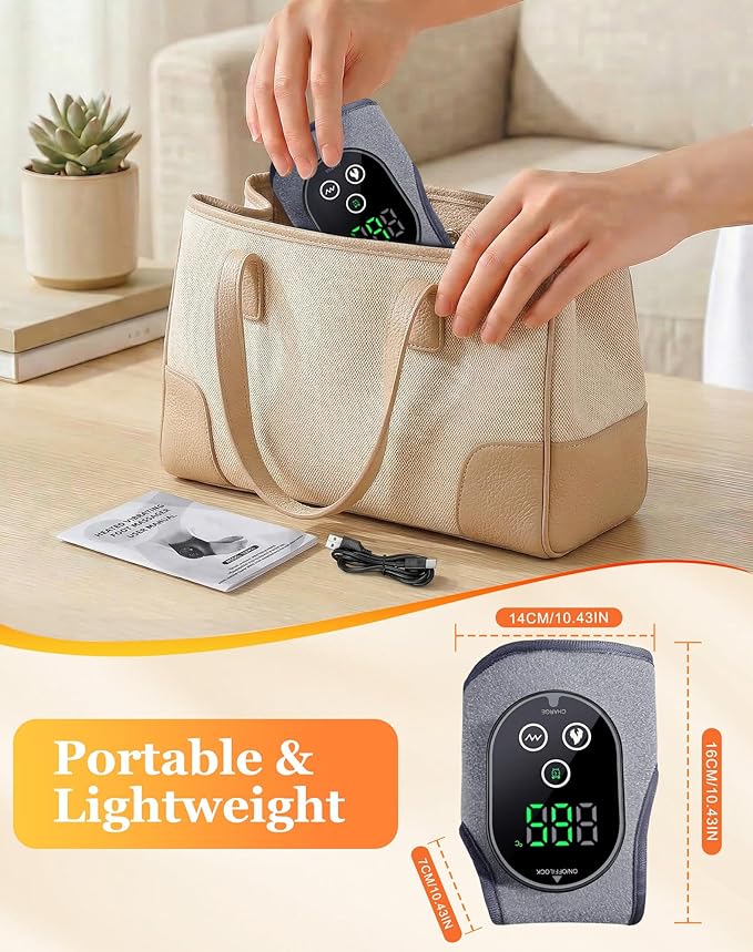 Cordless Foot Massager for Pain Relief &amp Circulation 4 Heat &amp 3 Vibration Modes with 3 Timers (30-Min Auto Off) Portable for Heel/Arch/Ankle Compact Design for Home Office Travel Gray
