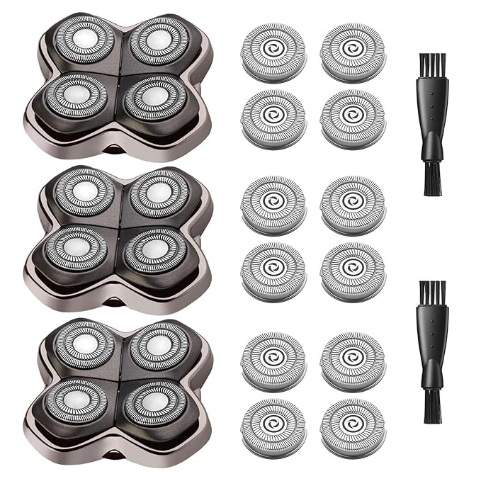 Pitbull Gold Replacement Blades for Pitbull Shaver Replacement Blade 3+12 Set for Head Shavers for Bald Men Gold PRO GX5 Silver PRO SX5 Japanese Stainless Steel 2 Cleaning Brush