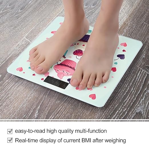 Cupcake Candy Hearts Sweet Bathroom Scale for Body Weight Bathroom Digital Electronic Weighing Scale with Back Lit LED Display Sturdy Tempered Glass Weight Watchers Scales 400lb