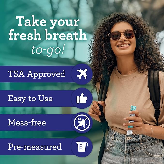 GuruNanda Travel Sachets Coconut Oil Pulling Fresh Breath Mouthwash 7 Essential Oils &amp Vitamins for Happy Teeth &amp Gums with Tongue Scraper 28 Sachets