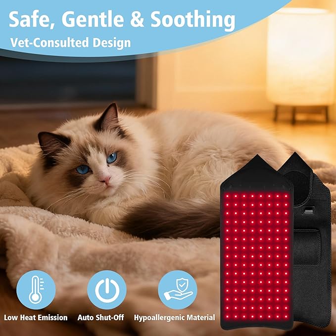 PetWell Comfort Belt: 120 LED Dog &amp Cat Red Light Therapy Belt - Portable Infrared Light Wrap for Back Hips Knees | Soothing Mat Pad Device for Arthritis &amp Pain Relief in Pets