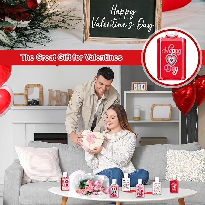 50 Pcs Valentines Mini Hand Sanitizer Bulk Valentine's Gift Favors Small Hand Soap for Guest 1fl Oz Travel Size Hand Soap Gift for Valentine Party Supplies
