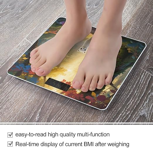 Llamazing Forest Weight Scale Cute Bathroom Scale for Body Highly Accurate Digital Weighing Machine for People Compact LCD Display Scales with Sturdy Toughened Glass Scales