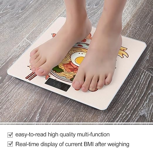 Delicious Sweet Ramen Bathroom Scale Rounded Smart Scale for Body Weight Automatic Power On/Off Weight Scales Accurate Bathroom Digital Scales for Pet Home Bedroom Kitchen