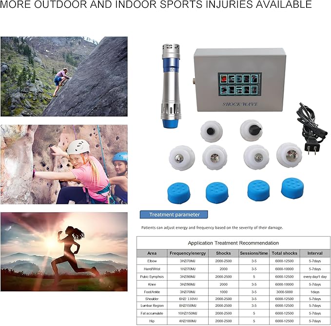 Shockwave Therapy Machine with 7 Treatment Heads Deep Tissue for Muscles Pain Relief Shock Wave Device for Athletes Sports Injuries Plantar Fasciitis Focused Shockwave Machine