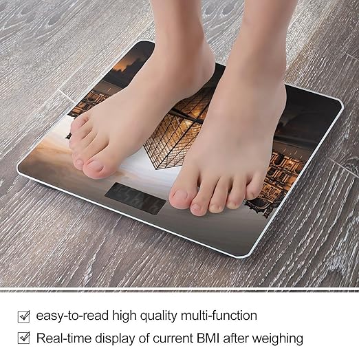 Louvre Museum in ParisScale for Body Weight with LCD High Precision Weighing Scales Fashion Sturdy Tempered Glass Weight Scales Easy-to-Read Digital Bathroom Scale for Daily 400lb
