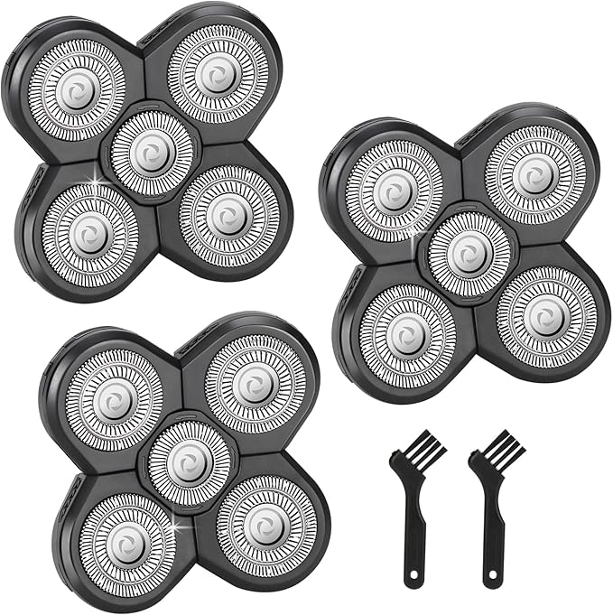 3PCS 5 Men's Electric Shaver Replacement Heads Razor Head Shavers for Bald and Face Shaving Beard Cutter for Men with Brush Accessories