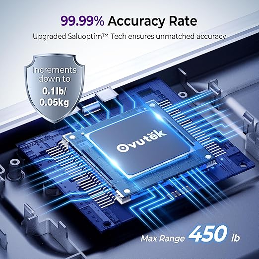 Ovutek Bathroom Scales Digital Weight Topnotch Quality 450lb Weight Scale Most Accurate to 0.05lb Automatic Weighing Scale for Body Weight Baby Pet Larger LED Sturdy and Durable Base Machine