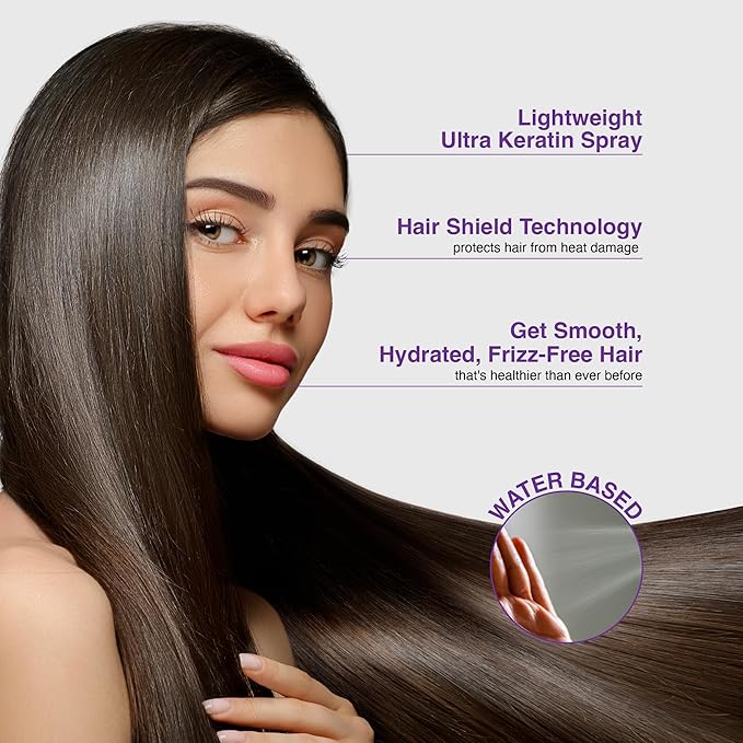 KISS Pencil Flat Iron &amp Heat Protector Spray Bundle - Ceramic Tourmaline Plates - 0.3 x 0.3 - 450F Max Temp - Straightens Short to Medium Hair