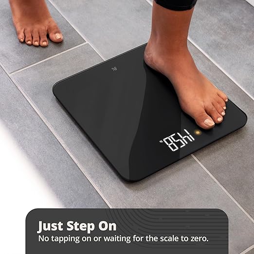 Greater Goods AccuCheck Digital Scale for Body Weight - Accurate Digital Bathroom Scale with High-Precision Sensors Large Easy-to-Read Backlit Display 400 lb Capacity Auto Step-On (Black)