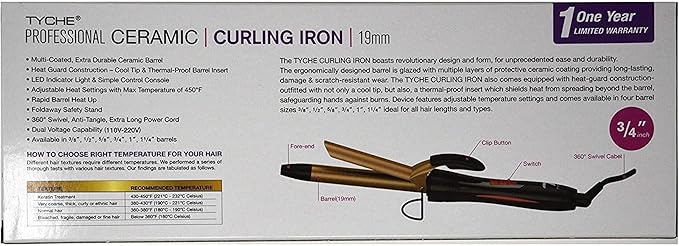 Tyche Professional Ceramic Curling Iron 3/4 inch
