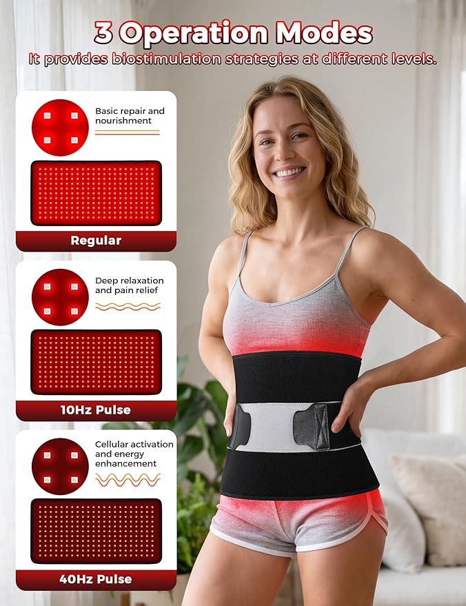 Red Light Therapy Pad for Body 24x12 Near Infrared Light Deep Therapy Wrap for Back Shoulder Waist Pain Relief Red Light Therapy Belt with 242 LEDs (660nm &amp 850nm) 3 Modes/5 Power