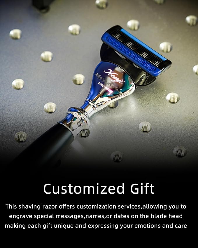 FREED Customized gifts Engraving Luxury Men's 5-Blade Razor set Aluminum Alloy Material incloud 4 Bladesrazor standrazor brushIt's the best gift for men (Bronze)