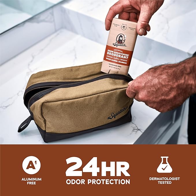 Dr. Squatch Natural Men’s Deodorant – Aluminum Free Natural Deodorant Men with Charcoal &amp Postbiotics for 72-Hour Odor Protection – Wood Barrel Bourbon 2.65oz Stick (3-Pack)
