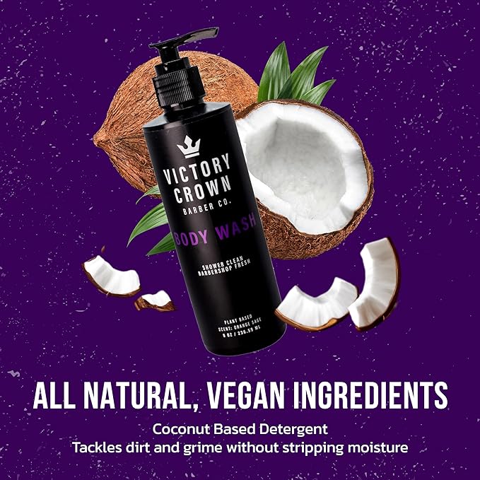 Victory Crown Moisturizing Body Wash Plant-Based Cleanser with Coconut &amp Pumice Extract 8 Oz