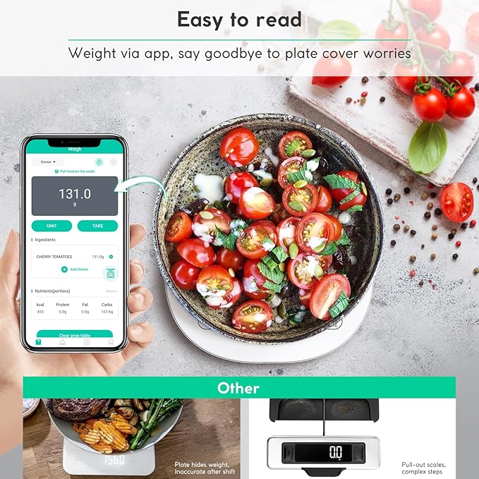 Product Image arboleaf Scale for Body Weight and Fat High Accuracy Digital Smart Bathroom Scale Large LED Display Weight Scale for BMI Muscle Food Scale 22lb/10kg Digital Kitchen Scale for Food