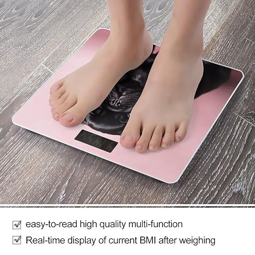 Cute Black Pug Weight Scale Large Bathroom Scales Digital Weight with Bright LED Display Non Slip Automatic Weighing Scale Fashion Weighing Machine for Body