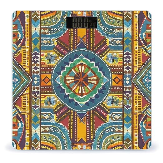 African Style Textile Pattern Scale for Body Weight Smart Scales Digital Bathroom Scale High Precision Weighing Scales with Large Display Weighing Machine for People