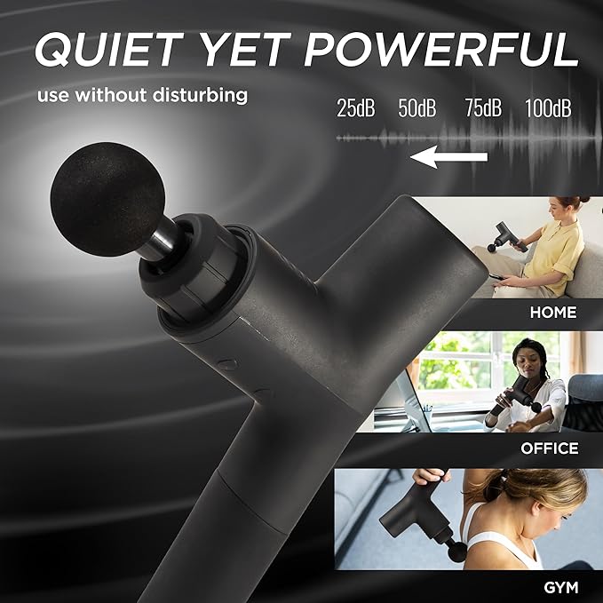 Deep Tissue Muscle Massage Gun | Powerful Handheld Percussion Massager | Back | Neck | Full Body Muscle Recovery | 22 lbs Stall Force | 8 mm Amplitude | 6 Speeds | Quiet | 240 Min Battery