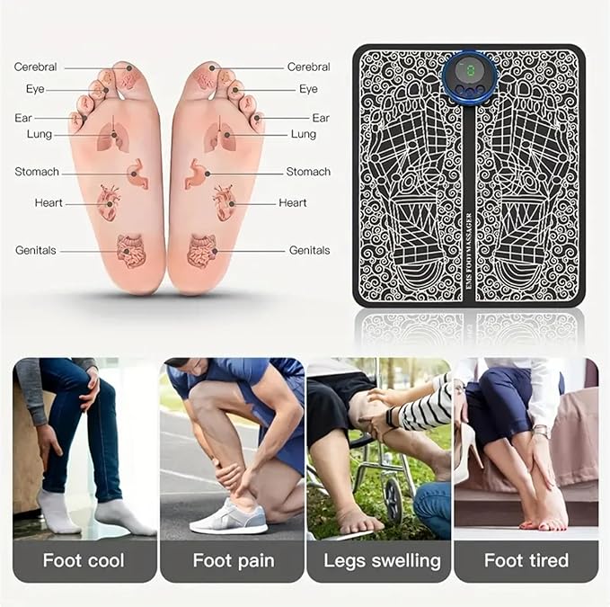 EMS Foot Massager MatFoot Stimulator Massager Pad–Improved Circulation and Pain Plantar Fasciitis Relief Muscle Relaxation Foldable Legs &amp Feet Massager