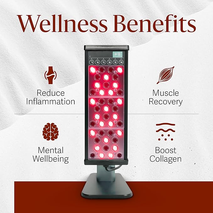 Clearlight RED Light Therapy Personal Tower - Red &amp Near-Infrared 650nm &amp 850nm Wavelengths - Pain Relief Skin Rejuvenation Muscle Recovery &amp Skin Vitality - Saunas Infrared Light Therap