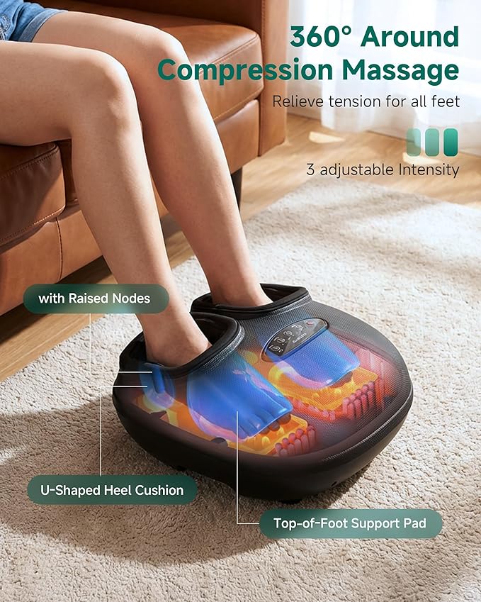Snailax Foot Massager with Heat Foot Massager for Neuropathy Plantar Fasciitis Deep Kneading Compression Vibration Feet Massager Machine Remote Control Foot Warmer Fits Size 13Gifts for Men Women