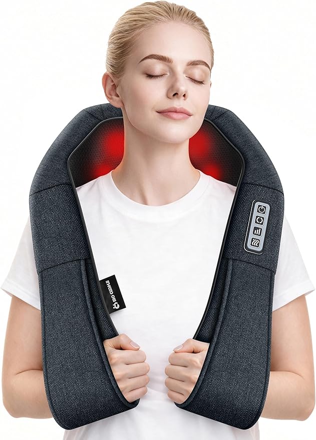 Mo Cuishle Shiatsu Neck and Back Massager with Heat – Deep Kneading for Shoulder and Neck – Ideal Gift for Men Women Mom Dad Him &amp Her – Perfect for Christmas Mother's Day Father's Day Birth
