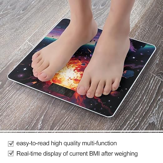 Trippy Galaxy Stars Weight Scale Large Digital Bathroom Scales with Bright LED Display Non Slip Digital Scale and Step On Fashion Weighing Machine for Body