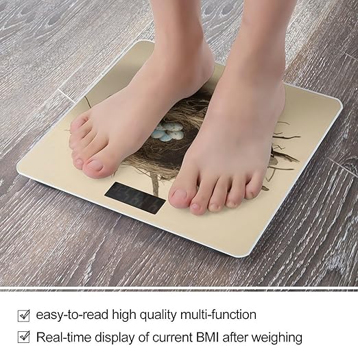 Birds Nest Bathroom Scale for Body Weight LCD Display Digital Bathroom Scale Tempered Glass Bathroom Weight Scales Fashion Smart Scales for Home Bedroom 400 Lb