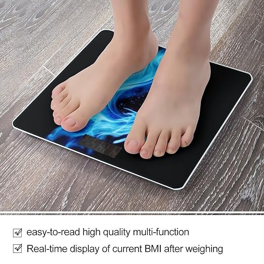 Smart Scale for Body Weight Automatic Switch Digital Bathroom Weighing Scale Black Blue Fire Dragon Art