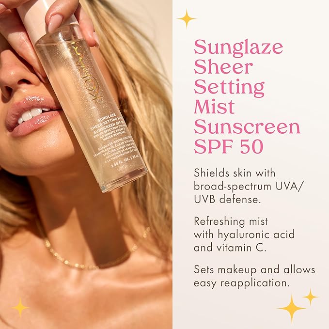 Kopari Pure Protect 100% Mineral Sunscreen Stick SPF 50+ &amp Sunglaze Sheer Setting Mist Sunscreen SPF 50