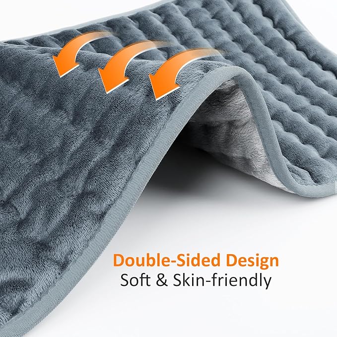 Heating pad for Back/Shoulder/Neck/Abdomen Electric Heating Pads with 6 Fast Heating Settings Auto-Off Soft Machine Wash Fabric Birthday Gifts for Women Mom Extra Large 12x24 Iron