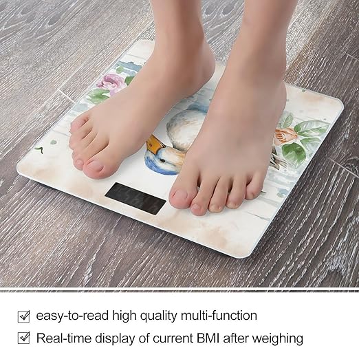 Watercolor Duck Bathroom Scale Ultra-Bright Liquid Crystal Screen Weight Scale Accurate Bathroom Body Scales for Body Weight Bathroom Pet Home Bedroom Gift-Giving