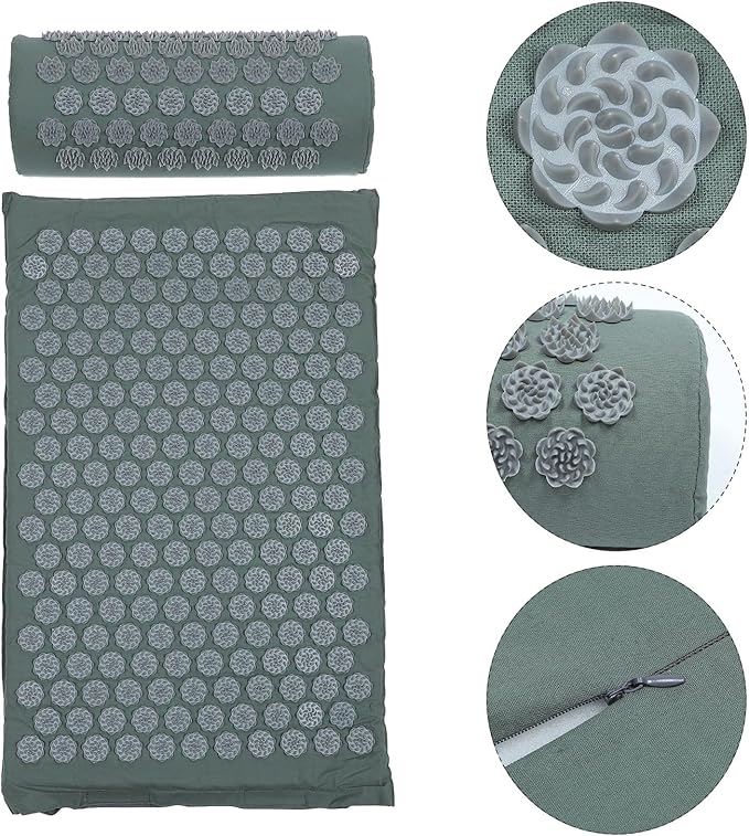 Acupoint Massage Mat Shiatsu Massage Pillow Set with Carry Bag for Back and Body Relaxation Therapy