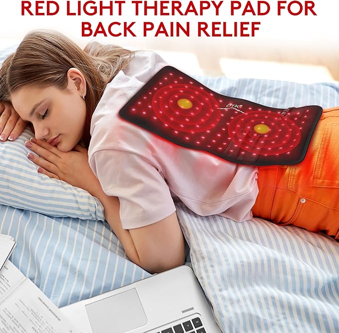 UTK Red Light Therapy Pad for Body Pain Relief LED 660＆850nm Wearable Wrap Deep Therapy Belt with Timer Function Relieve Back Shoulder Pain