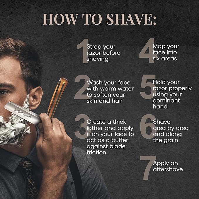 Naked Armor Lac Straight Razor - Shave Ready 7/8 Spike Nose Japanese Steel Straight Razors for Men with Sandalwood Scale Case Included Close Shave