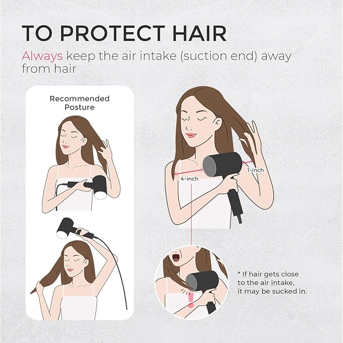 TYMO Diffuser Hair Dryer Blow Dryer - 300 Million Ionic Hairdryer with Diffuser &amp Comb Attachment for Curly Hair Professional Blowdryer for Women Cool Air Button Small Travel Lightweight Black