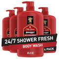 Old Spice Body Wash for Men Refreshing 3X Defense 24/7 Shower Fresh with Long Lasting Scent Red Collection Swagger with Cedarwood Scent 33.4 oz (Pack of 4)