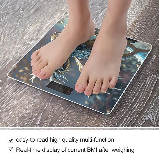 Fantasy Style Dragon Bathroom Scale for Body Weight Bathroom Weighing Scales with Back Lit LED Display Sturdy Tempered Glass Body Weight Bathroom Scale 400lb Weighing