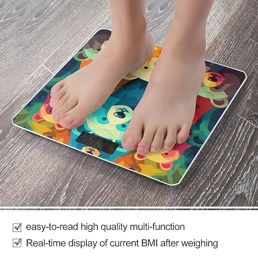 Colorful Bears Bathroom ScaleHighly Accurate Digital Weighing Machine for People Bright LED Display Weight Scale for The Aldult Home Use