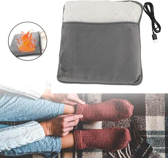 Foot Massager Foot Warmer Heating Pad with Constant Temperature USB Plug Washable Soft Heated Slippers Portable Feet Warmer for Men and Women Foot Heating Pad Home Travel
