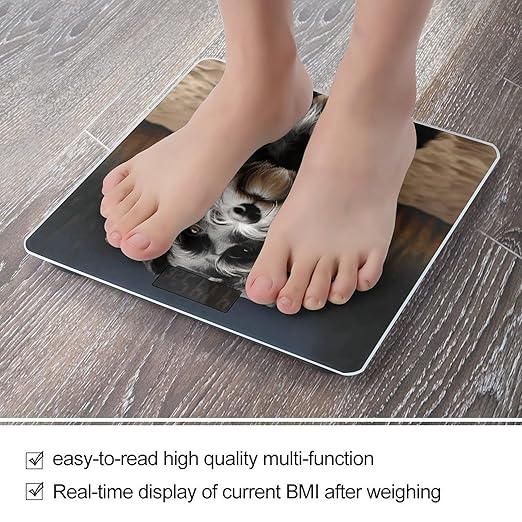 Animal Schnauzer Dog Digital Bathroom Scale for Body Weight Weighing Scale with Backlit LCD Display High Precision Measurements &amp Measures Weight Up to 180kg