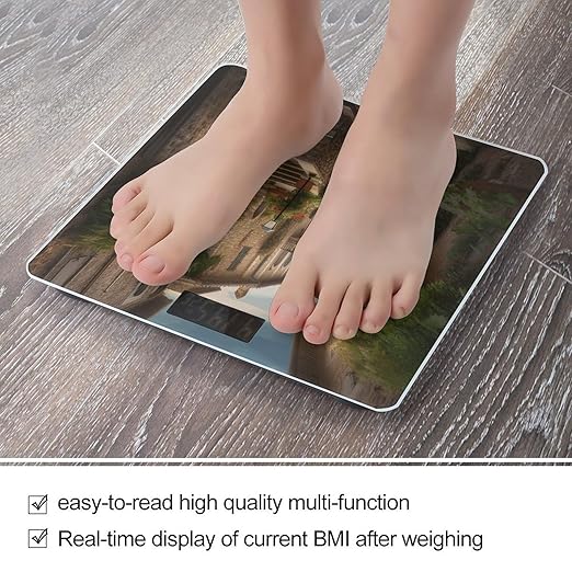 Italy TuscanScale for Body Weight with LCD High Precision Weighing Scales Fashion Sturdy Tempered Glass Weight Scales Easy-to-Read Digital Bathroom Scale for Daily 400lb