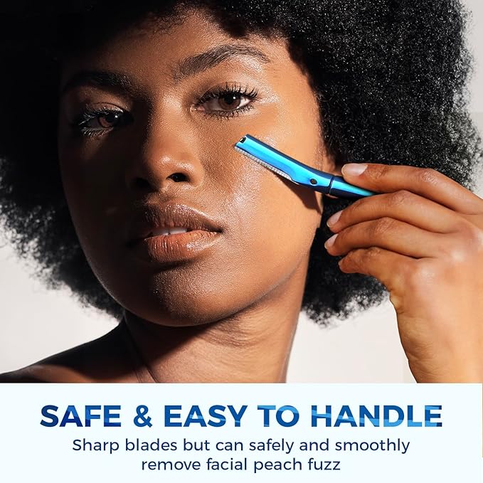 Blue Dermaplaning Razor and 10pcs Wide Blade Refills and 10pcs Micro Blade Refills