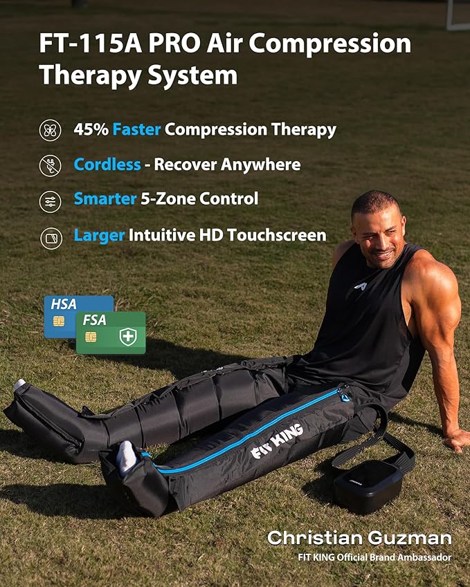 FIT KING Upgraded Full Leg Compression Massager Boots Professional Air Compression Recovery System for Circulation &amp Fast Athlete Recovery Cordless Rechargeable Recovery Boots (Small)