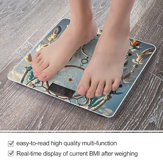Native American Dream Catcher Scale for Body Weight Highly Accurate Digital Bathroom Body Scale Digital Bathroom Scales for People Anti-Slip Large LCD Display Smart Scales