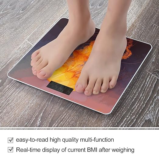 Jellyfish Orange Smart Scale for Body Weight Accurate Bathroom Scale with LED Display Digital Weight Scales Weighing Machine High Precision Scales for Bath Home