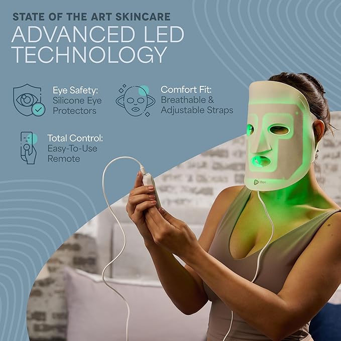 LifePro Red Light Therapy Mask –Revitaglow Infrared Red Light Therapy For Face and Neck - LED Mask with 3 to 4 Modes – 2000mAh Battery &amp Auto-Timer - For Daily Skin Wellness and Comfort
