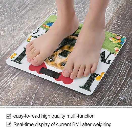 I Love My Dog Dachshunds Bathroom Scale for Body Weight LCD Display Digital Bathroom Scale Tempered Glass Bathroom Weight Scales Fashion Smart Scales for Home Bedroom 400 Lb