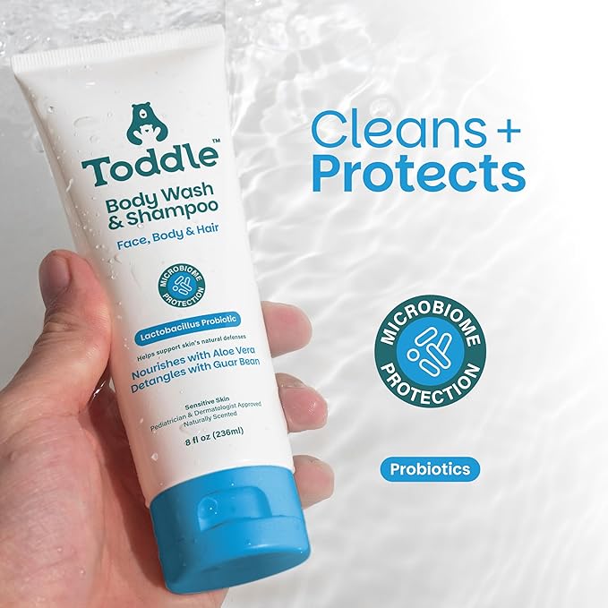 Bath &amp Moisture Duo – Gentle 3-in-1 Wash and Probiotic Baby Lotion (8 oz Each)